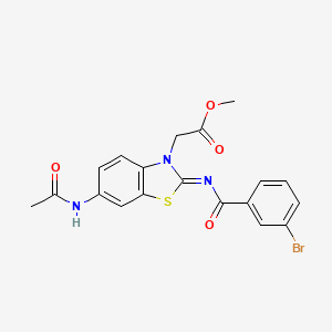 molecular formula C19H16BrN3O4S B2816732 methyl 2-[(2Z)-2-[(3-bromobenzoyl)imino]-6-acetamido-2,3-dihydro-1,3-benzothiazol-3-yl]acetate CAS No. 941917-35-7