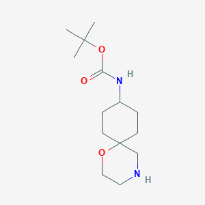 molecular formula C14H26N2O3 B2816739 tert-Butyl (1-oxa-4-azaspiro[5.5]undecan-9-yl)carbamate CAS No. 2137078-64-7