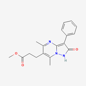 molecular formula C18H19N3O3 B2816758 Methyl 3-(5,7-dimethyl-2-oxo-3-phenyl-1,2-dihydropyrazolo[1,5-a]pyrimidin-6-yl)propanoate CAS No. 1351393-87-7