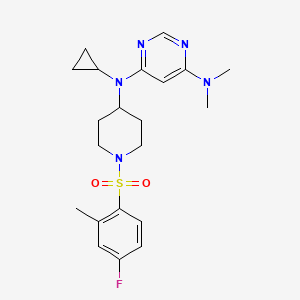 molecular formula C21H28FN5O2S B2816870 N4-cyclopropyl-N4-[1-(4-fluoro-2-methylbenzenesulfonyl)piperidin-4-yl]-N6,N6-dimethylpyrimidine-4,6-diamine CAS No. 2380088-91-3