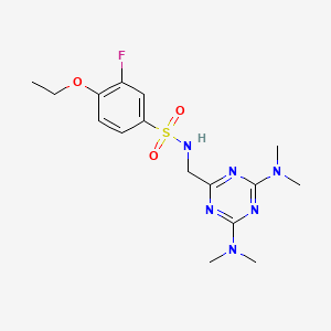 molecular formula C16H23FN6O3S B2816886 N-((4,6-bis(dimethylamino)-1,3,5-triazin-2-yl)methyl)-4-ethoxy-3-fluorobenzenesulfonamide CAS No. 2034406-25-0