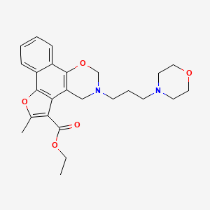 molecular formula C25H30N2O5 B2816888 ethyl 4-methyl-9-(3-morpholin-4-ylpropyl)-3,11-dioxa-9-azatetracyclo[11.4.0.02,6.07,12]heptadeca-1(17),2(6),4,7(12),13,15-hexaene-5-carboxylate CAS No. 380539-25-3