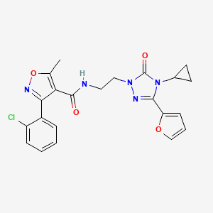 B2816909 3-(2-chlorophenyl)-N-(2-(4-cyclopropyl-3-(furan-2-yl)-5-oxo-4,5-dihydro-1H-1,2,4-triazol-1-yl)ethyl)-5-methylisoxazole-4-carboxamide CAS No. 1797287-67-2