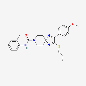 molecular formula C25H30N4O2S B2816922 2-(4-METHOXYPHENYL)-N-(2-METHYLPHENYL)-3-(PROPYLSULFANYL)-1,4,8-TRIAZASPIRO[4.5]DECA-1,3-DIENE-8-CARBOXAMIDE CAS No. 894886-46-5
