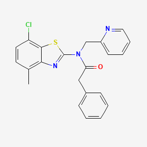 molecular formula C22H18ClN3OS B2816925 N-(7-chloro-4-methyl-1,3-benzothiazol-2-yl)-2-phenyl-N-[(pyridin-2-yl)methyl]acetamide CAS No. 922870-19-7