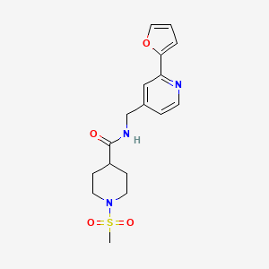 molecular formula C17H21N3O4S B2816931 N-((2-(furan-2-yl)pyridin-4-yl)methyl)-1-(methylsulfonyl)piperidine-4-carboxamide CAS No. 2034438-61-2