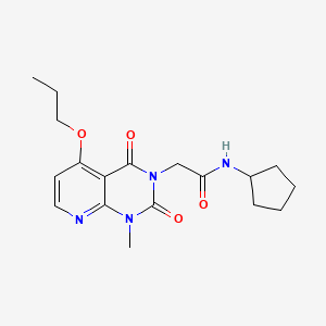 molecular formula C18H24N4O4 B2816972 N-cyclopentyl-2-(1-methyl-2,4-dioxo-5-propoxy-1,2-dihydropyrido[2,3-d]pyrimidin-3(4H)-yl)acetamide CAS No. 921498-07-9