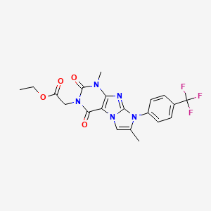 molecular formula C20H18F3N5O4 B2817027 ethyl 2-{1,7-dimethyl-2,4-dioxo-8-[4-(trifluoromethyl)phenyl]-1H,2H,3H,4H,8H-imidazo[1,2-g]purin-3-yl}acetate CAS No. 878730-40-6