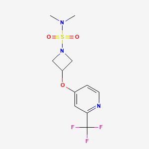 molecular formula C11H14F3N3O3S B2817030 N,N-dimethyl-3-{[2-(trifluoromethyl)pyridin-4-yl]oxy}azetidine-1-sulfonamide CAS No. 2380083-64-5