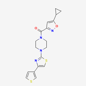 molecular formula C18H18N4O2S2 B2817032 (5-Cyclopropylisoxazol-3-yl)(4-(4-(thiophen-3-yl)thiazol-2-yl)piperazin-1-yl)methanone CAS No. 1448043-48-8