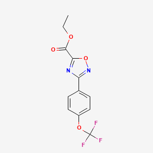 molecular formula C12H9F3N2O4 B2817053 Ethyl 3-[4-(trifluoromethoxy)phenyl]-1,2,4-oxadiazole-5-carboxylate CAS No. 1258269-03-2