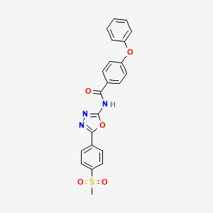 molecular formula C22H17N3O5S B2817058 N-(5-(4-(methylsulfonyl)phenyl)-1,3,4-oxadiazol-2-yl)-4-phenoxybenzamide CAS No. 886913-17-3