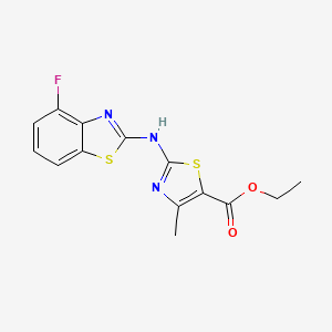 molecular formula C14H12FN3O2S2 B2817087 Ethyl 2-[(4-fluoro-1,3-benzothiazol-2-yl)amino]-4-methyl-1,3-thiazole-5-carboxylate CAS No. 862974-69-4