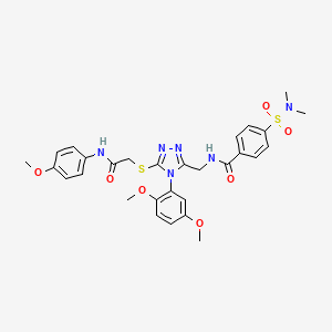 molecular formula C29H32N6O7S2 B2817108 N-{[4-(2,5-dimethoxyphenyl)-5-({[(4-methoxyphenyl)carbamoyl]methyl}sulfanyl)-4H-1,2,4-triazol-3-yl]methyl}-4-(dimethylsulfamoyl)benzamide CAS No. 309968-34-1