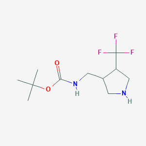 molecular formula C11H19F3N2O2 B2817123 tert-Butyl ((4-(trifluoromethyl)pyrrolidin-3-yl)methyl)carbamate CAS No. 168545-02-6