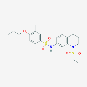 molecular formula C21H28N2O5S2 B2817144 N-(1-(ethylsulfonyl)-1,2,3,4-tetrahydroquinolin-7-yl)-3-methyl-4-propoxybenzenesulfonamide CAS No. 946374-39-6