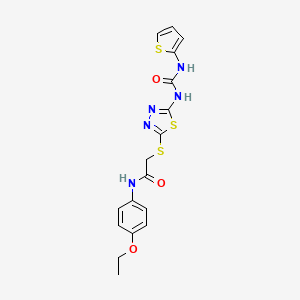 molecular formula C17H17N5O3S3 B2817145 N-(4-ethoxyphenyl)-2-((5-(3-(thiophen-2-yl)ureido)-1,3,4-thiadiazol-2-yl)thio)acetamide CAS No. 1171150-42-7
