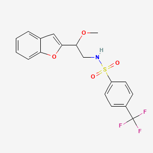 molecular formula C18H16F3NO4S B2817153 N-(2-(benzofuran-2-yl)-2-methoxyethyl)-4-(trifluoromethyl)benzenesulfonamide CAS No. 2034556-62-0