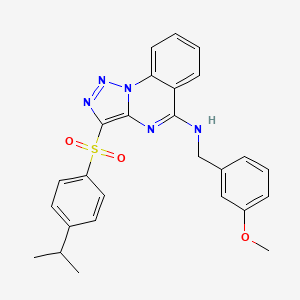 molecular formula C26H25N5O3S B2817190 N-[(3-methoxyphenyl)methyl]-3-[4-(propan-2-yl)benzenesulfonyl]-[1,2,3]triazolo[1,5-a]quinazolin-5-amine CAS No. 866726-90-1