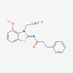 molecular formula C20H18N2O2S B2817194 N-[(2Z)-4-methoxy-3-(prop-2-yn-1-yl)-2,3-dihydro-1,3-benzothiazol-2-ylidene]-3-phenylpropanamide CAS No. 868674-71-9