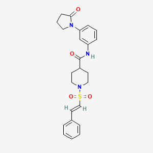 molecular formula C24H27N3O4S B2817213 N-[3-(2-oxopyrrolidin-1-yl)phenyl]-1-[(E)-2-phenylethenyl]sulfonylpiperidine-4-carboxamide CAS No. 878243-72-2