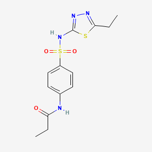 molecular formula C13H16N4O3S2 B2817256 N-(4-(N-(5-ethyl-1,3,4-thiadiazol-2-yl)sulfamoyl)phenyl)propionamide CAS No. 303797-72-0