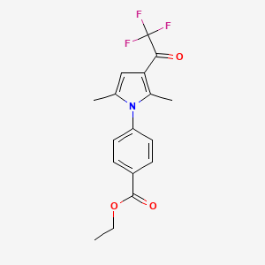 molecular formula C17H16F3NO3 B2817272 ethyl 4-[2,5-dimethyl-3-(2,2,2-trifluoroacetyl)-1H-pyrrol-1-yl]benzenecarboxylate CAS No. 866152-51-4