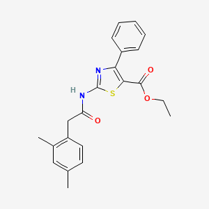molecular formula C22H22N2O3S B2817303 Ethyl 2-(2-(2,4-dimethylphenyl)acetamido)-4-phenylthiazole-5-carboxylate CAS No. 922598-29-6
