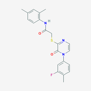 molecular formula C21H20FN3O2S B2817317 N-(2,4-dimethylphenyl)-2-{[4-(3-fluoro-4-methylphenyl)-3-oxo-3,4-dihydropyrazin-2-yl]sulfanyl}acetamide CAS No. 899944-71-9