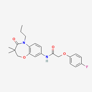 molecular formula C22H25FN2O4 B2817326 N-(3,3-dimethyl-4-oxo-5-propyl-2,3,4,5-tetrahydro-1,5-benzoxazepin-8-yl)-2-(4-fluorophenoxy)acetamide CAS No. 921870-48-6