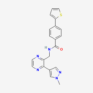 molecular formula C20H17N5OS B2817343 N-((3-(1-methyl-1H-pyrazol-4-yl)pyrazin-2-yl)methyl)-4-(thiophen-2-yl)benzamide CAS No. 2034370-81-3