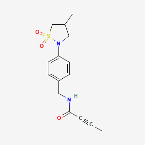 molecular formula C15H18N2O3S B2817387 N-[[4-(4-Methyl-1,1-dioxo-1,2-thiazolidin-2-yl)phenyl]methyl]but-2-ynamide CAS No. 2411265-37-5