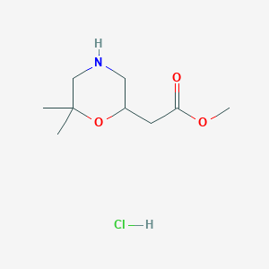 molecular formula C9H18ClNO3 B2817389 Methyl 2-(6,6-dimethylmorpholin-2-yl)acetate;hydrochloride CAS No. 2243505-44-2