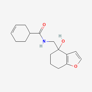molecular formula C16H21NO3 B2817398 N-((4-hydroxy-4,5,6,7-tetrahydrobenzofuran-4-yl)methyl)cyclohex-3-ene-1-carboxamide CAS No. 2320850-60-8