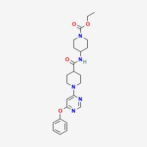 molecular formula C24H31N5O4 B2817409 Ethyl 4-({[1-(6-phenoxypyrimidin-4-yl)piperidin-4-yl]carbonyl}amino)piperidine-1-carboxylate CAS No. 1115923-16-4