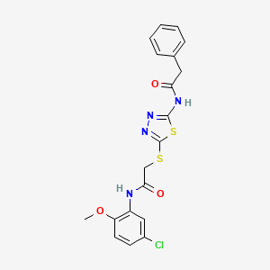 molecular formula C19H17ClN4O3S2 B2817416 N-(5-chloro-2-methoxyphenyl)-2-((5-(2-phenylacetamido)-1,3,4-thiadiazol-2-yl)thio)acetamide CAS No. 868974-87-2
