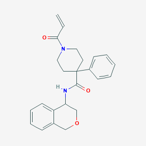 molecular formula C24H26N2O3 B2817418 N-(3,4-Dihydro-1H-isochromen-4-yl)-4-phenyl-1-prop-2-enoylpiperidine-4-carboxamide CAS No. 2198014-54-7