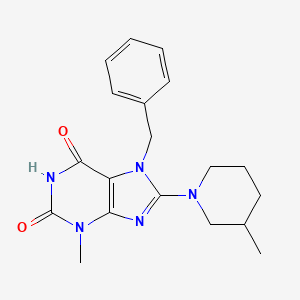 molecular formula C19H23N5O2 B2817428 7-benzyl-3-methyl-8-(3-methylpiperidin-1-yl)-1H-purine-2,6(3H,7H)-dione CAS No. 579442-65-2