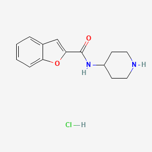 molecular formula C14H17ClN2O2 B2817432 N-(piperidin-4-yl)-1-benzofuran-2-carboxamide hydrochloride CAS No. 150515-80-3