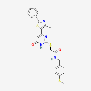 molecular formula C24H22N4O2S3 B2817435 4-[3-(5-methoxy-3-methyl-1-benzofuran-2-yl)-1,2,4-oxadiazol-5-yl]-1H-indole CAS No. 1115901-00-2
