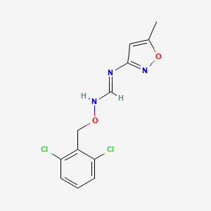 molecular formula C12H11Cl2N3O2 B2817448 N-[(2,6-dichlorophenyl)methoxy]-N'-(5-methyl-1,2-oxazol-3-yl)methanimidamide CAS No. 339104-25-5