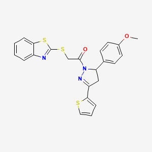 molecular formula C23H19N3O2S3 B2817458 2-(benzo[d]thiazol-2-ylthio)-1-(5-(4-methoxyphenyl)-3-(thiophen-2-yl)-4,5-dihydro-1H-pyrazol-1-yl)ethanone CAS No. 403843-38-9