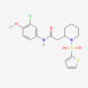 molecular formula C18H21ClN2O4S2 B2817509 N-(3-chloro-4-methoxyphenyl)-2-(1-(thiophen-2-ylsulfonyl)piperidin-2-yl)acetamide CAS No. 1105222-81-8