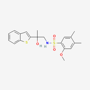 molecular formula C20H23NO4S2 B2817512 N-(2-(benzo[b]thiophen-2-yl)-2-hydroxypropyl)-2-methoxy-4,5-dimethylbenzenesulfonamide CAS No. 2034353-88-1