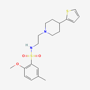 molecular formula C19H26N2O3S2 B2817519 2-methoxy-5-methyl-N-(2-(4-(thiophen-2-yl)piperidin-1-yl)ethyl)benzenesulfonamide CAS No. 1428365-36-9