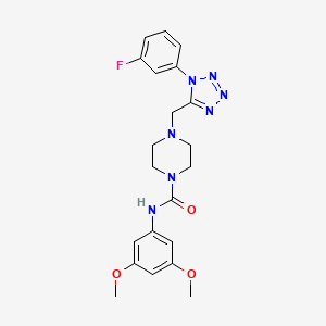 molecular formula C21H24FN7O3 B2817546 N-(3,5-dimethoxyphenyl)-4-((1-(3-fluorophenyl)-1H-tetrazol-5-yl)methyl)piperazine-1-carboxamide CAS No. 1021254-47-6