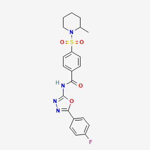 molecular formula C21H21FN4O4S B2817565 N-[5-(4-fluorophenyl)-1,3,4-oxadiazol-2-yl]-4-[(2-methylpiperidin-1-yl)sulfonyl]benzamide CAS No. 533869-52-2