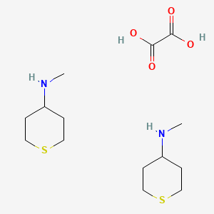 molecular formula C14H28N2O4S2 B2817584 N-methyltetrahydro-2H-thiopyran-4-amine hemioxalate CAS No. 1573547-36-0