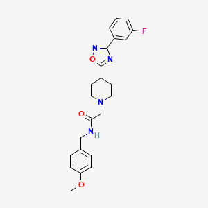 molecular formula C23H25FN4O3 B2817596 2-(4-(3-(3-fluorophenyl)-1,2,4-oxadiazol-5-yl)piperidin-1-yl)-N-(4-methoxybenzyl)acetamide CAS No. 1251544-24-7