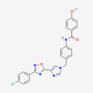 molecular formula C26H20ClN5O3 B2817599 N-[4-({4-[3-(4-chlorophenyl)-1,2,4-oxadiazol-5-yl]-1H-imidazol-1-yl}methyl)phenyl]-4-methoxybenzamide CAS No. 1111150-72-1